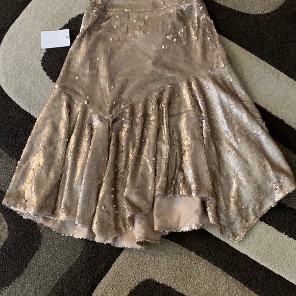 NWT Joyfolie Mia Joy Carol Skirt Sequin Matte Gold Knee Length Bohemian Glam - Picture 5 of 6